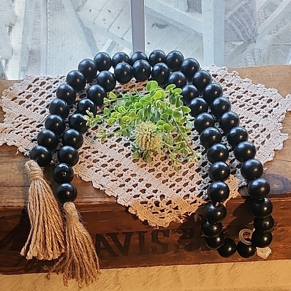 Farmhouse Black Wooden Beads